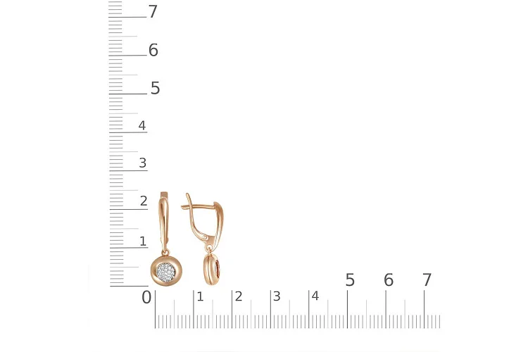 Серьги из красного золота с 52 фианитами