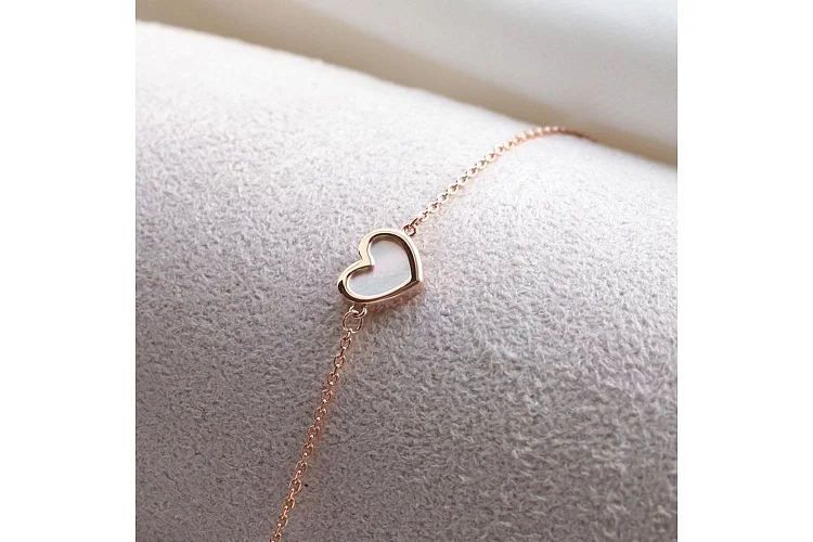 Браслет Сердце из красного золота с перламутром