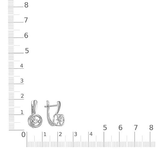 Серьги из белого золота с 2 фианитами