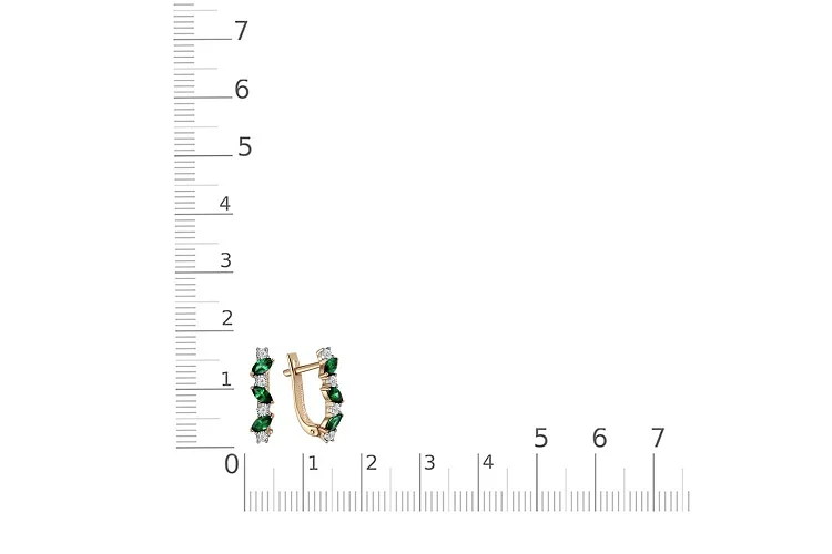 Серьги из жёлтого золота с 6 изумрудами и 8 бриллиантами