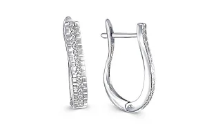 Серьги Дорожки из белого золота с 28 фианитами