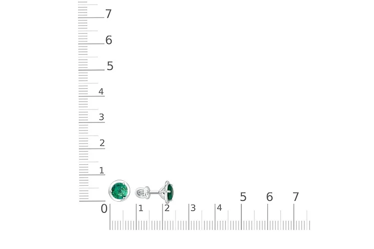 Серьги-пусеты из белого золота с 2 изумрудами
