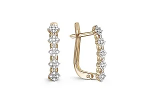 Серьги из жёлтого золота с 40 фианитами