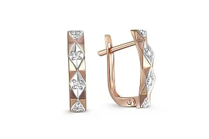 Серьги из красного золота с 8 фианитами