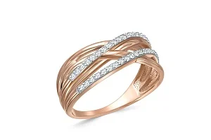 Кольцо из красного золота с 38 фианитами