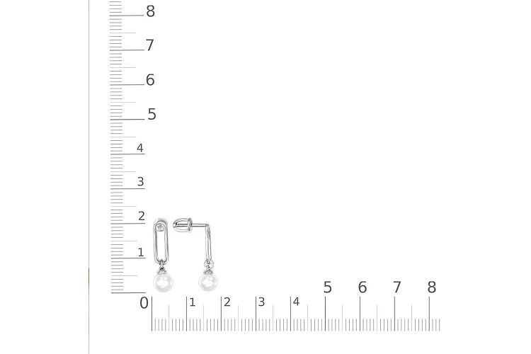 Серьги-пусеты из белого золота с 2 жемчужинами