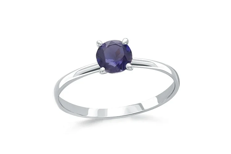 Кольцо из белого золота с иолитом