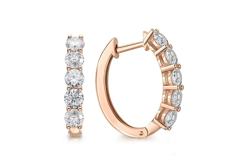 Серьги Дорожки из красного золота с 10 выращенными бриллиантами