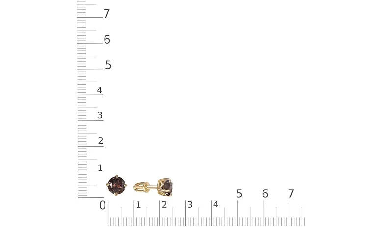 Серьги-пусеты из жёлтого золота с 2 раухтопазами