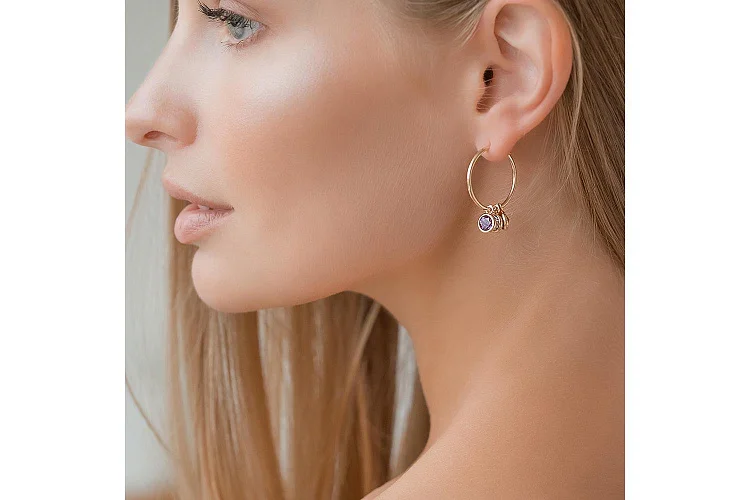 Серьги из красного золота с аметистами, гранатами и топазами sky