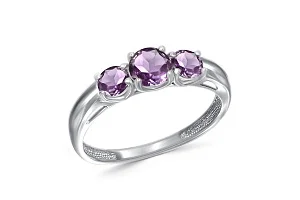Кольцо из белого золота с 3 аметистами