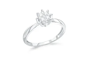 Кольцо Малинка из белого золота с 9 фианитами