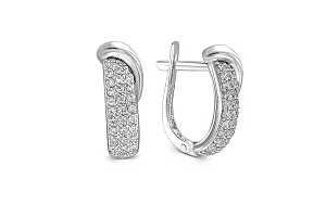 Серьги из белого золота с 60 фианитами