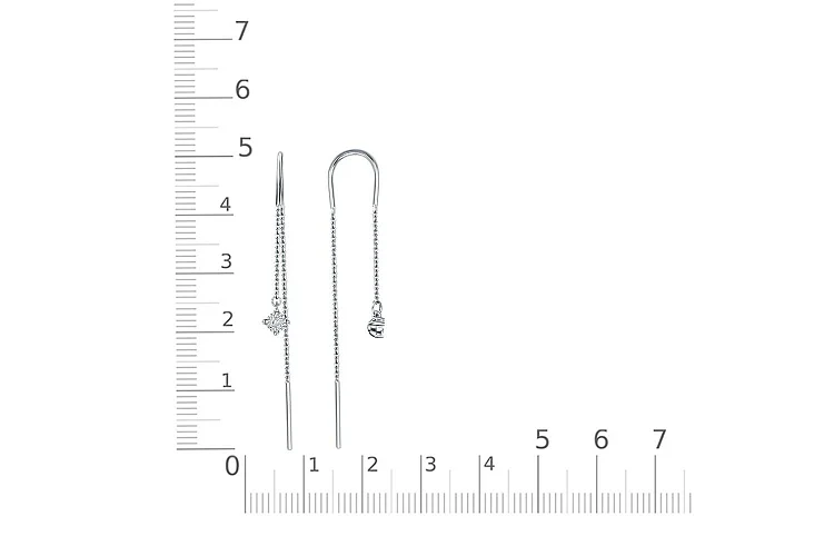 Серьги-продёвки из белого золота с 2 бриллиантами