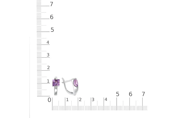 Серьги из белого золота с 2 аметистами