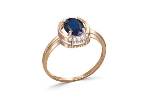 Кольцо из красного золота с сапфиром и 10 бриллиантами