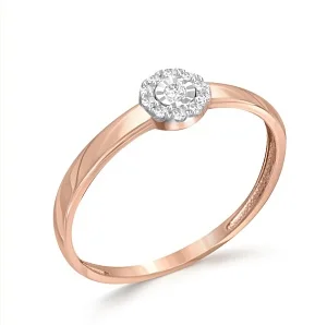 Кольцо из красного золота с 11 бриллиантами