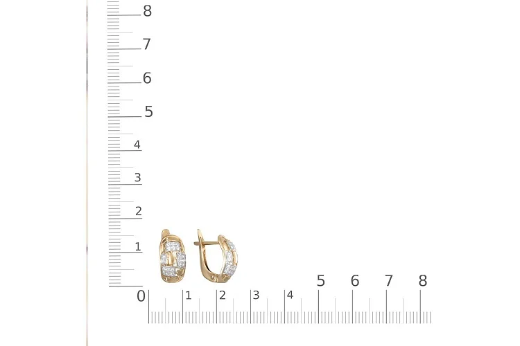 Серьги из красного золота с 40 фианитами