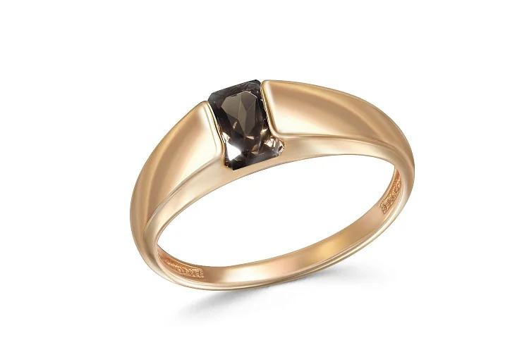 Кольцо из красного золота с раухтопазом