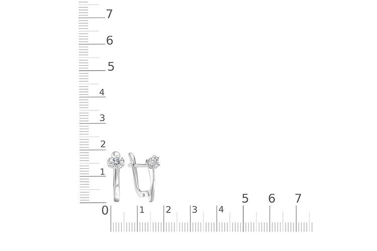 Серьги из белого золота с 2 фианитами