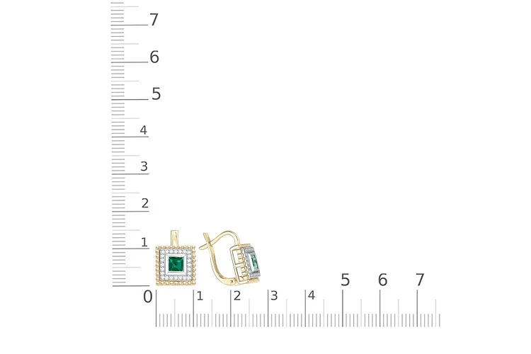 Серьги из жёлтого золота с 2 изумрудами и 48 бриллиантами