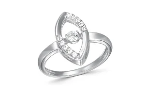 Кольцо из белого золота с 11 фианитами