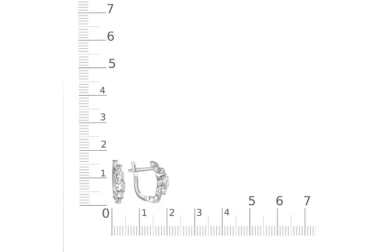 Серьги из белого золота с 6 фианитами