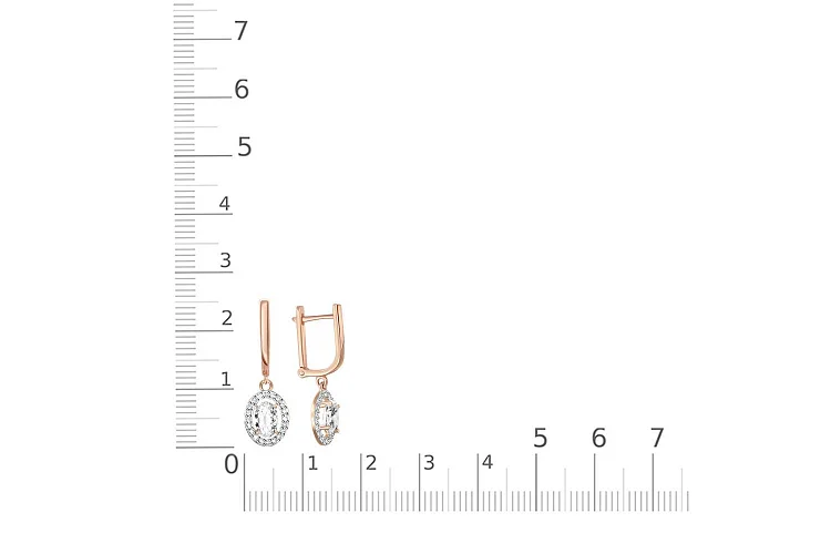 Серьги из красного золота с 42 фианитами