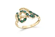 Кольцо Змея из жёлтого золота с 13 изумрудами