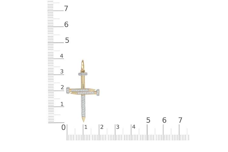 Подвеска Крест из жёлтого золота с 71 фианитами