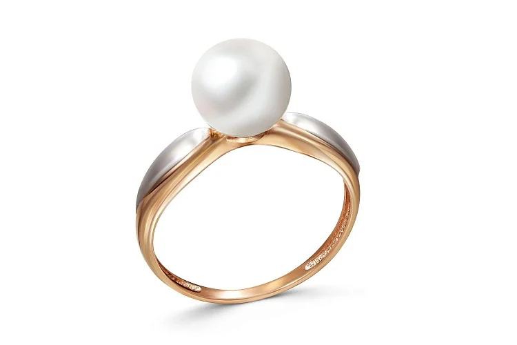 Кольцо из красного золота с жемчугом