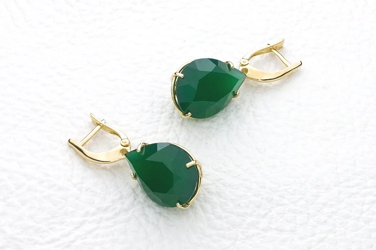 Серьги из жёлтого золота с 2 халцедонами