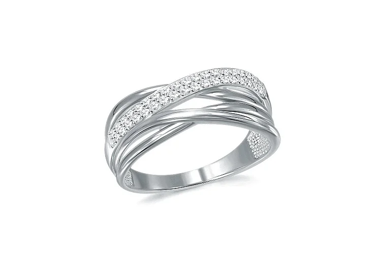 Кольцо из белого золота с 37 фианитами