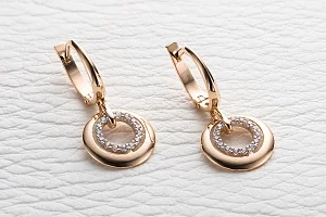 Серьги из красного золота с 56 фианитами