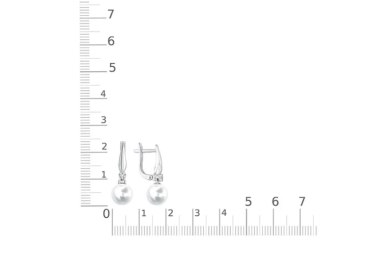 Серьги из белого золота с 2 жемчужинами и 12 бриллиантами