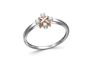 Кольцо из красного золота с 4 бриллиантами