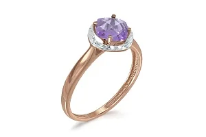 Кольцо из красного золота с аметистом