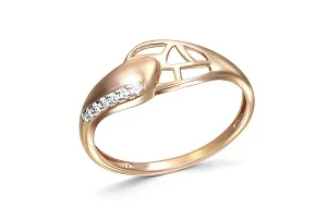 Кольцо из красного золота с 7 фианитами