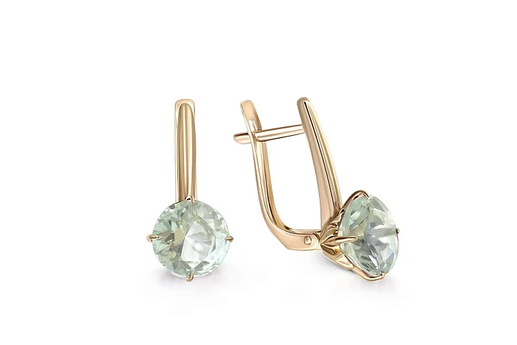 Серьги из жёлтого золота с 2 аметистами