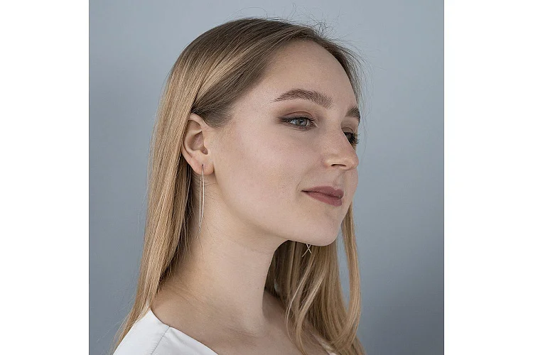 Серьги протяжки из белого золота без вставок