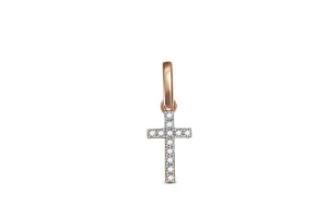 Подвеска Крест из красного золота с 12 фианитами