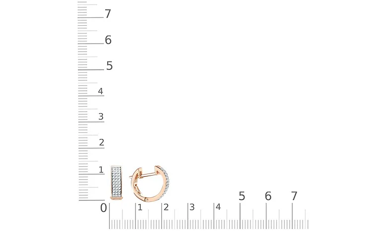 Серьги из красного золота с 72 фианитами