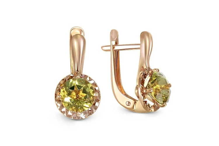 Серьги из красного золота с 2 султанитами