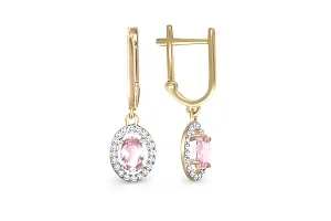 Серьги из жёлтого золота с 2 ситаллами и 40 фианитами