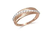 Кольцо дорожка из красного золота с 16 фианитами