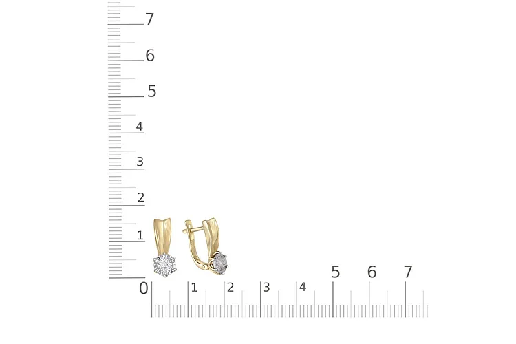 Серьги из жёлтого золота с 2 бриллиантами