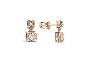 Серьги-пусеты из красного золота с 26 бриллиантами