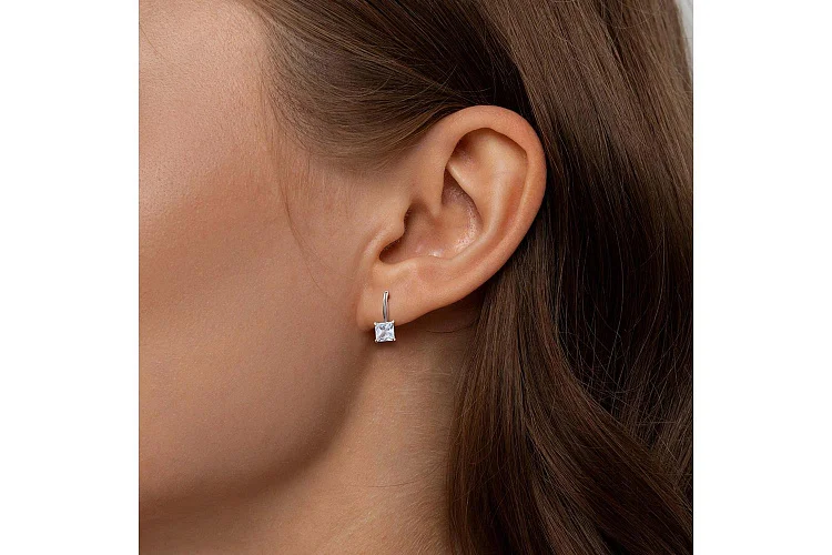 Серьги из белого золота с 2 топазами sky