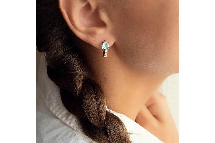 Серьги из красного золота с 2 топазами swiss