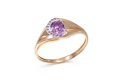 Кольцо из красного золота с аметистом и 11 фианитами